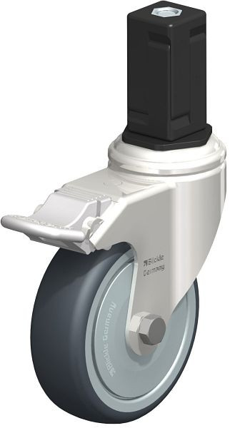 Blickle LKRXA-TPA 101KD-11-FI-FK-EXV15 Edelstahl-Apparate-Lenkrolle mit Expander & Feststeller, Thermoplastisches Gummi-Elastomer, Grau, 853172