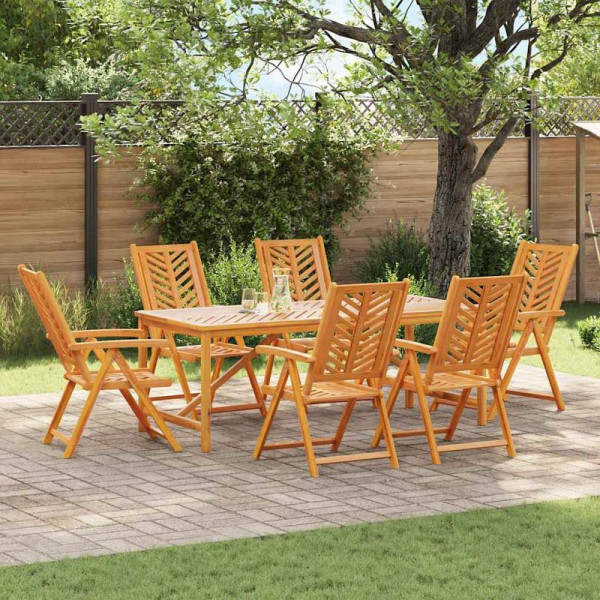vidaXL Garten Essgruppe, 7er Set, Braun 200 x 90 x 74 cm Akazie Massivholz, 3154125