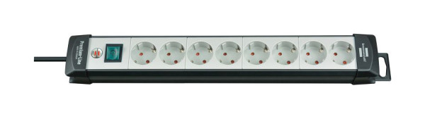 Brennenstuhl Premium-Line, Steckdosenleiste 8-fach (mit Schalter und 3m Kabel - 45° Anordnung der Steckdosen) schwarz/grau, VE: 2 Stück, 1951580100