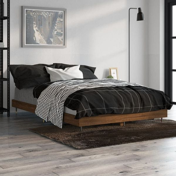 vidaXL Bettgestell Braun Eichen-Optik 120x190 cm Holzwerkstoff, 832196
