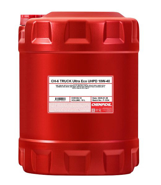 CHEMPIOIL Mehrbereichsöl 9106 CH-6 TRUCK Ultra Eco UHPD 10W-40, VE: 10 l, CH9106-10