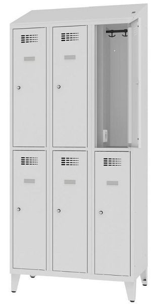 Eurobox Garderobenspind Strom, 3 Abteile, mit Steckdose, 300 mm mit Füßen, 1101-030302
