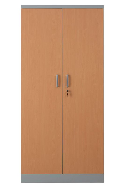 Gürkan Flügeltürenschrank, 42 x 92 x 195 cm, Lichtgrau, Buche, Fachboden Stück 4, FLC/WD.19, 100107