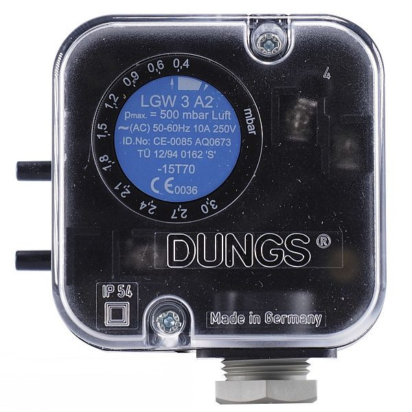 JUMO Druck- und Differenzdruckschalter für Luft, Rauch und Abgase, 1 bis 10 mbar, 00380639