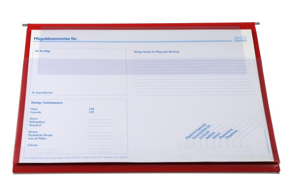 BOI 2-Deckel-Planettentasche, rot, SA-P.2, innen mit Langaußen-Heftung, 9208-00310