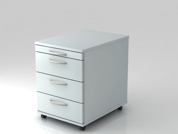 Hammerbacher Rollcontainer 58cm, 3 Schübe, Bogengriff Grau, 42,8x58x59 cm, 1/3/3/3 HE, V1606/5/5/BO
