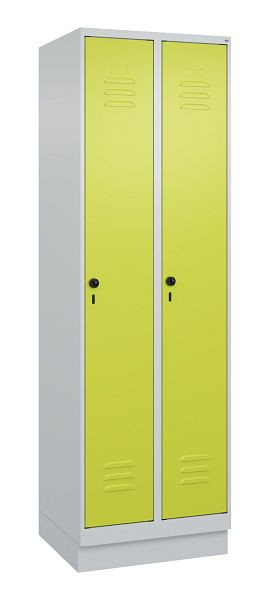 C+P Umkleidespind Classic PLUS mit Mitteltrennwand, Sockel, 2 Abteile, 1950x600x500mm, 7035/0024, Drehriegel, 080020-20F S10010