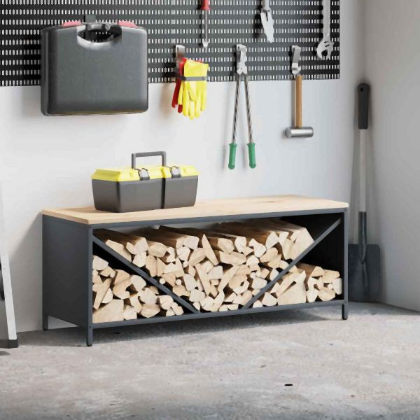 vidaXL Brennholzregal mit Holzplatte Anthrazit 100,5x35,5x40 cm, 864257