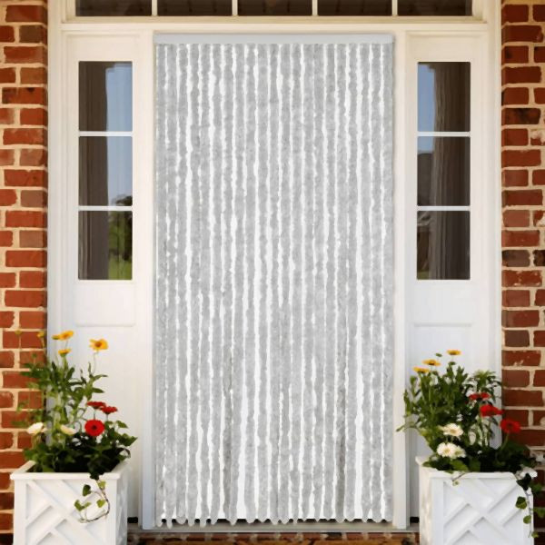 vidaXL Fliegenvorhang Grau 90x200 cm Abmessung Chenille, 377348