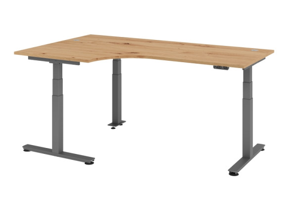 Hammerbacher Sitz-Steh-Winkeltisch elektrisch 200x120cm 90° Asteiche, VXDSM82/R/G