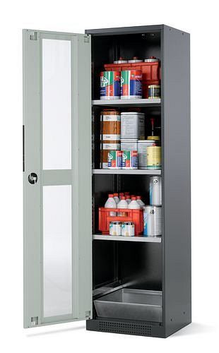 asecos Chemikalienschrank Systema CS-53LG, Korpus anthrazit, grau, 3 Einlegeböden und Bodenwanne, 202638