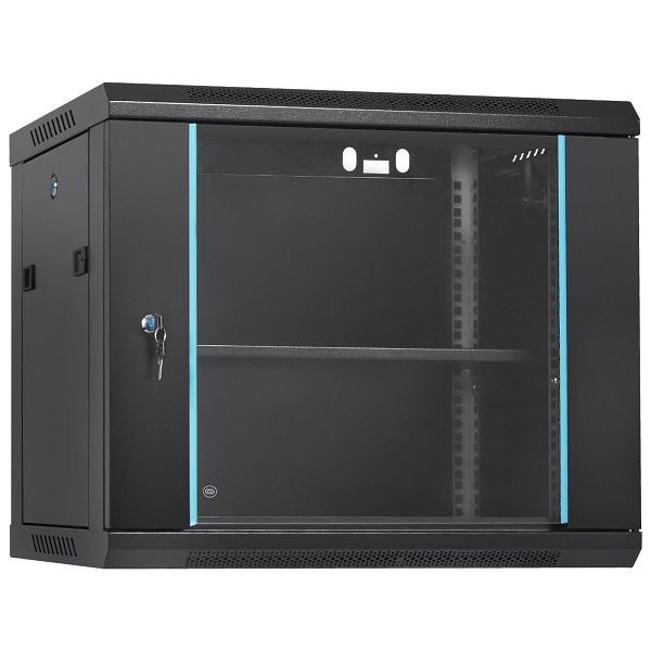 VEVOR 9U Wandmontage-Netzwerkserver-Rack-Schrankgehäuse 15,5'' tiefes Türschloss, WLJJGHBL9U1552RC3V0