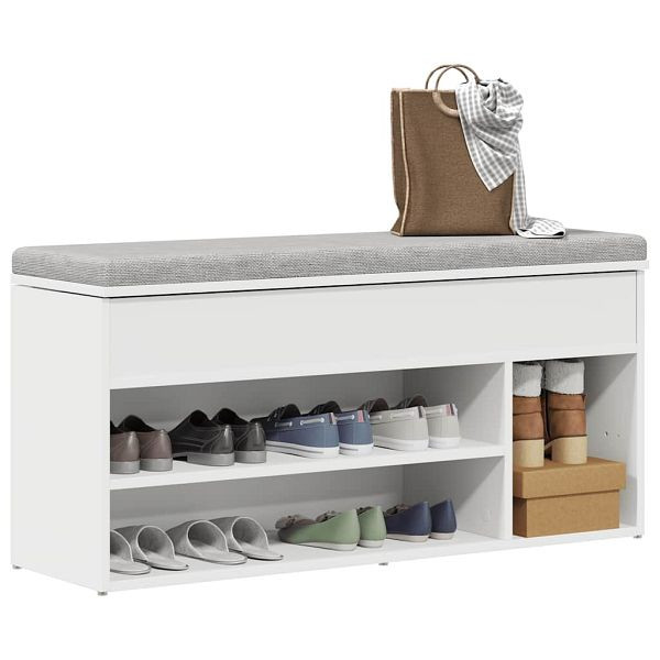 vidaXL Schuhbank Weiß 102x30,5x45 cm Holzwerkstoff, 859136