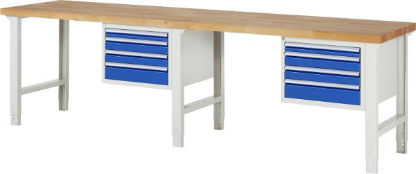 RAU Werkbank Serie 7000 - Modell 7132, B3000 x T700 x H790-1140 mm, Systemunterbau B3000 x T650 x H750-1100 mm, 03-7132A1-307B4H.11