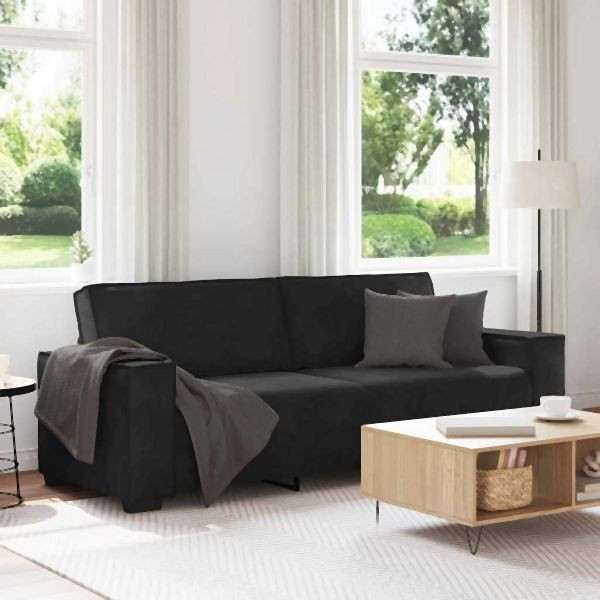 vidaXL 3-Sitzer-Sofa Schwarz 180 cm Abmessung Samt, 4105035