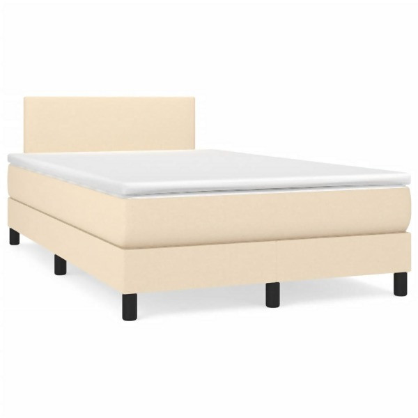 vidaXL Boxspringbett mit Matratze & LED Creme 120x190 cm Stoff, 3270030