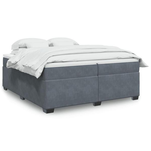 vidaXL Boxspringbett mit Matratze Dunkelgrau 200x200 cm Samt, 3285306