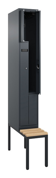 C+P Z-Spind Evolo PLUS, Bank, 2 Fächer, 2120x300x815mm, 7016/7016, Zylinderschloss, Sitzfläche Buche-Hartholz, Sitzbank, 0490537-102 S10043