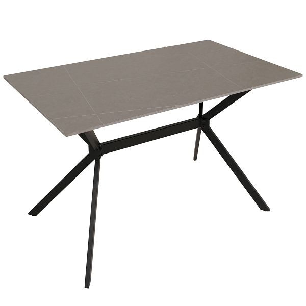 Mendler Esszimmertisch HWC-O58, Esstisch Sinterstein Metall, Marmor-Optik 120cm, grau, 122205+122206