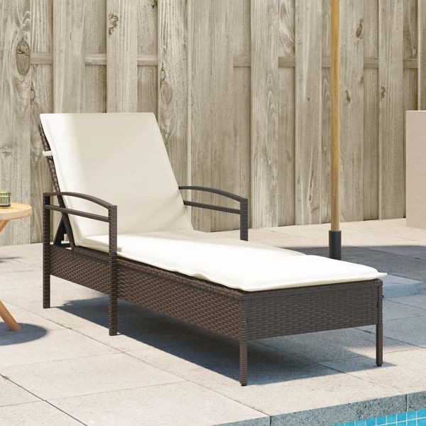 vidaXL Sonnenliege mit Auflage Braun 63x200x81 cm Poly Rattan, 368300