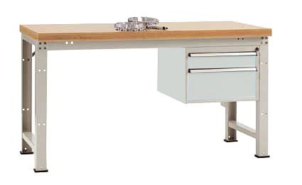 Manuflex Komplett-Werkbank Grund PROFI Standard mit Multiplex-Platte, BxTxH = 1500 x 700 x 840 mm, Lichtgrau, TP5464.7035