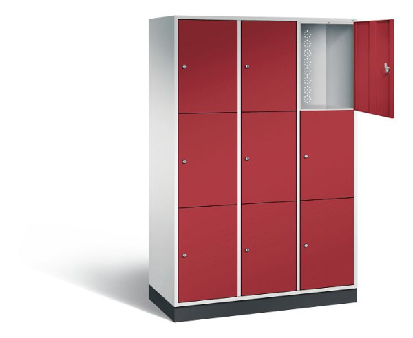 C+P XL-Schließfachschrank Intro, H1950xB1220xT490mm, Farbe: Lichtgrau / Rubinrot, 8370-302 S10002