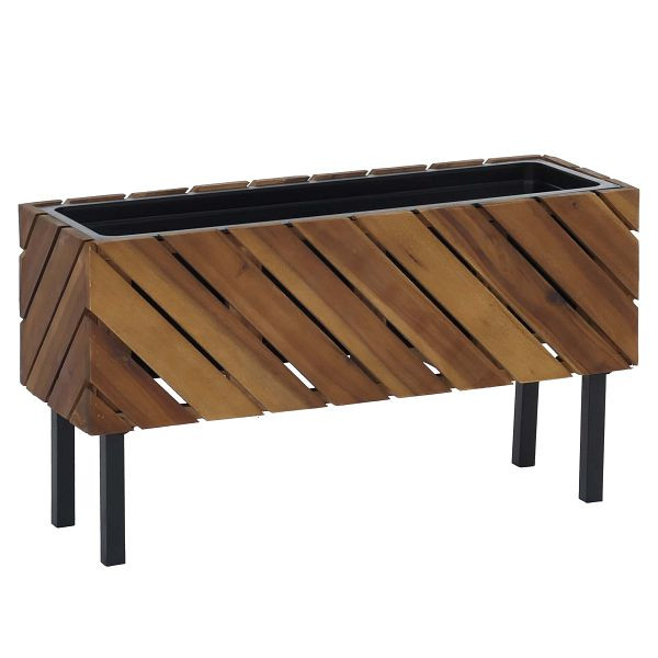 Mendler Pflanzkasten HWC-P87, Blumen-/Pflanzkübel Blumenkasten, In-/Outdoor Akazie Holz 36x62x22cm, braun, 120477
