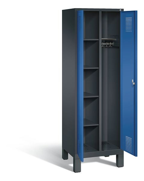 C+P Putzmittel-Spind Evolo, H1850xB610xT500mm, Farbe: Schwarzgrau / Enzianblau, 48060-20 S10074