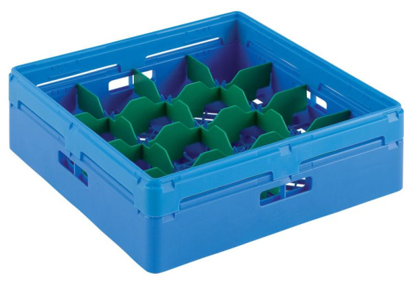 ZANUSSI Gläserkorb Kunststoff, blau, mit Facheinteilungen und geneigtem Boden, Fassungsvermögen: 16 Gläser, Maße: 500 x 500 x 155 mm, 406867020