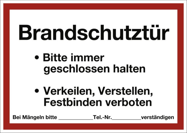 Moedel Brandschutztür Bitte immer geschlossen halten..., Folie, 297x210 mm, 57739