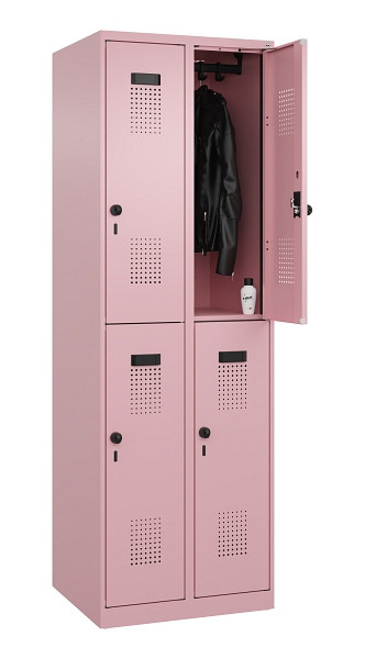 C+P Doppelstöckiger Spind Evolo PLUS, 4 Fächer, 1850x600x500mm, 3015/3015, Drehriegel, 049300-20 S10024