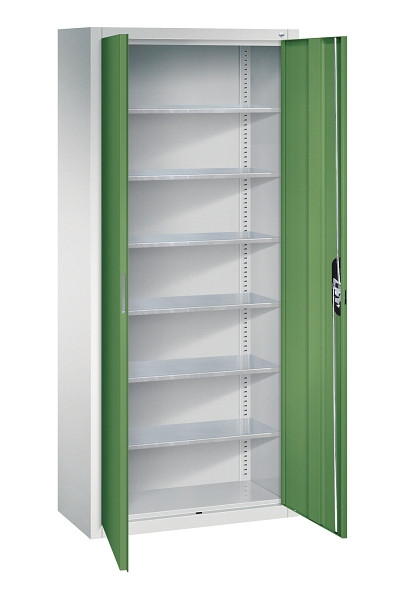 C+P Magazinschrank Serie 13, H1690xB700xT300mm, 7035/6011, Einlegeböden 6, 133413-20 S10216