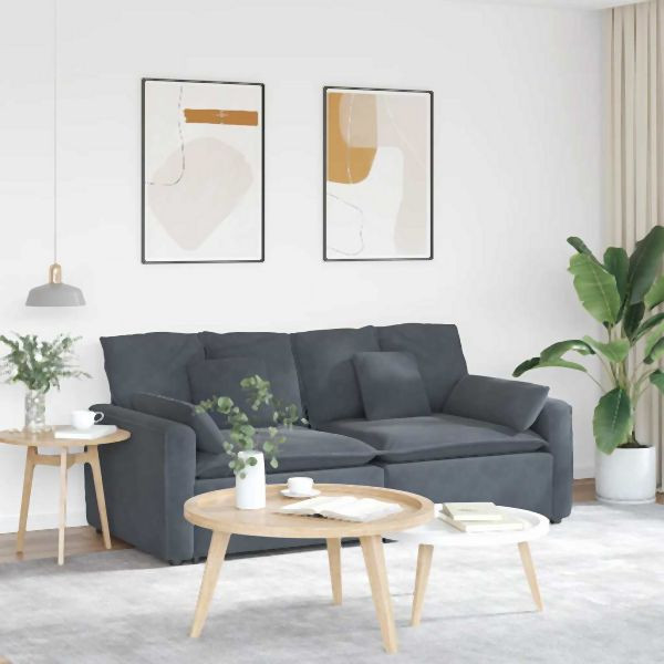 vidaXL Modulares Sofa mit Kissen Dunkelgrau, 3321130, 8721158641441