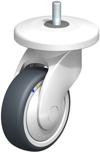 Blickle LWKXE-TPA 101XK-11-ELS-FK-AMWX100 Kunststoff-Lenkrolle WAVE, rostfrei, mit Abweisrad, Thermoplastisches Gummi-Elastomer, Grau, 849335