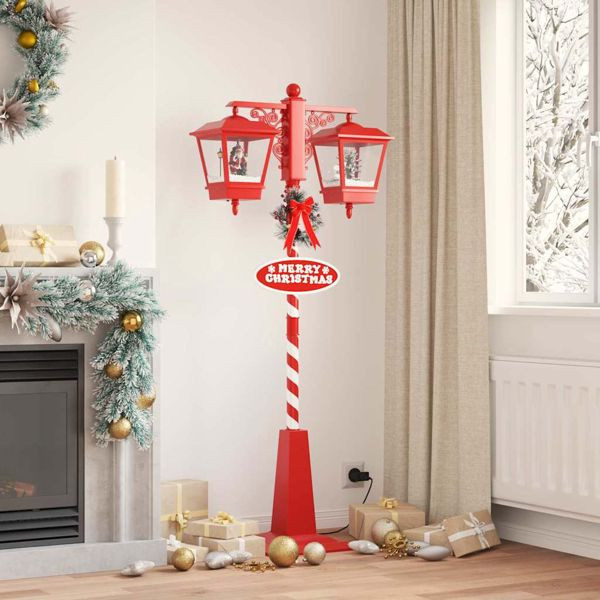 vidaXL Weihnachtsstraßenlampe mit 2 Laternen Rot 40,5 x 80 x 188 cm, 42017509
