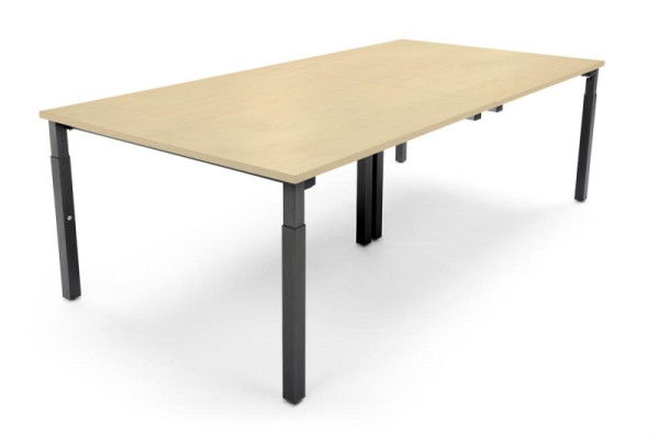 Deskin Konferenztisch System MODUL, Ahorndekor, 2400 x 1200 x 650 mm, Gestell: Schwarz RAL 9005, 349181