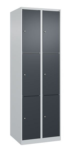 C+P Schließfachschrank Classic PLUS, 2 Abteile mit je 3 Fächern, 1850x600x500mm, 7035/7016, 080000-203 S10007