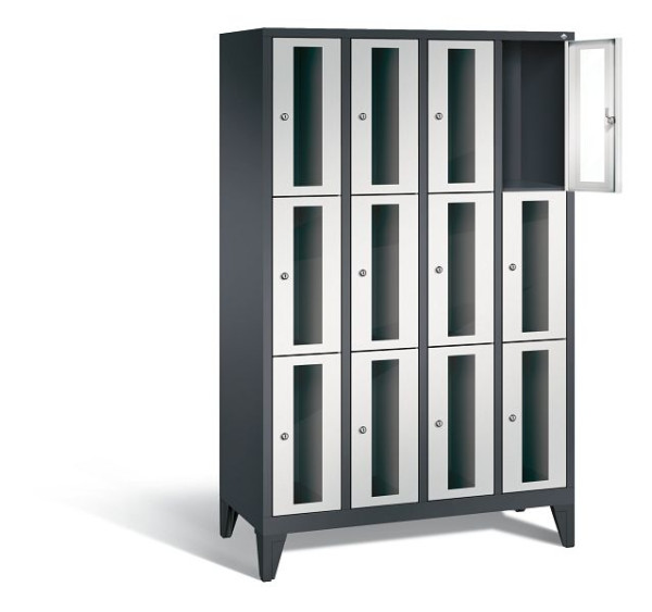 C+P Schließfachschrank Classic, H1850xB1190xT500mm, Farbe: Schwarzgrau / Lichtgrau, 8010A403 S10013