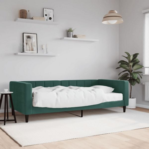 vidaXL Tagesbett mit Matratze Dunkelgrün 90x200 cm Samt, 3196669