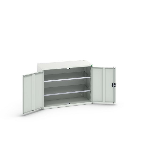 bott verso Flügeltürschrank, mit 2 Fachböden, BxTxH: 1050 x 550 x 800 mm, Lichtgrau / Lichtgrau, 16926238.16