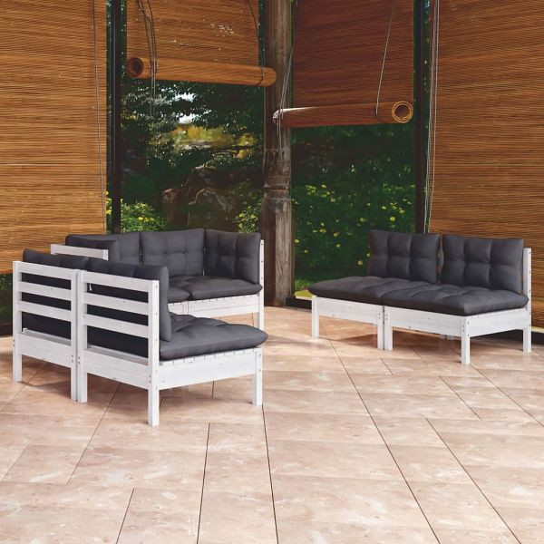vidaXL 6-teilig Garten-Lounge-Set mit Kissen Kiefer Massivholz, 3096209