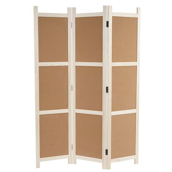 Mendler Paravent HWC-G52, Raumteiler Trennwand Sichtschutz, Pinnwand Kork, braun, 3 Panele 166x121cm, 45815
