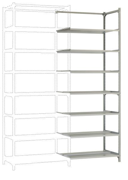 Manuflex Archivdoppel-Anbauregal mit 7 Stahlboden-Ebenen, HxBxT = 2600 x 960 x 600 mm, RA2576