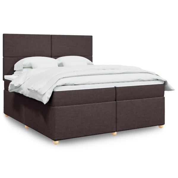 vidaXL Boxspringbett mit Matratze Dunkelbraun 200x200 cm Stoff, 3291383