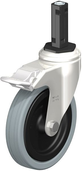 Blickle LKRXA-VPA 125G-11-FI-EXV12 Edelstahl-Apparate-Lenkrolle mit Expander & Feststeller, Vollgummi, Grau, 853278