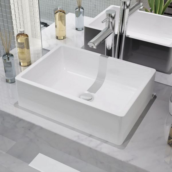 vidaXL Waschbecken Keramik Weiß 41 x 30 x 12 cm, 142339