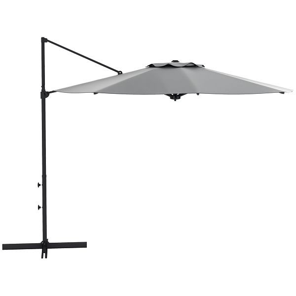 Outsunny Ø3 m Ampelschirm, neigbar, drehbar, Handkurbel, Windhaube, Metallmast, Dunkelgrau, 84D-321V00CG