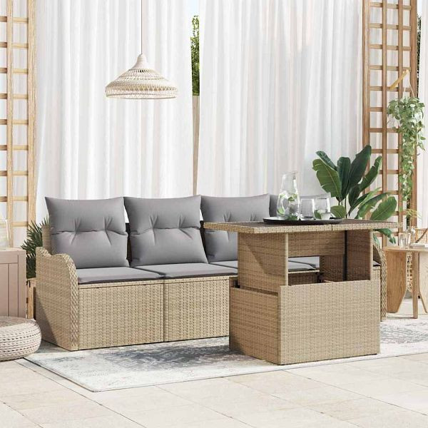 vidaXL Garten-Sofa-Set 5-teilig Beige 100 x 55 x 73 cm Poly-Rattan, 3357103