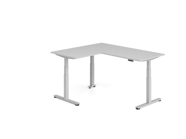 Hammerbacher Sitz-Steh-Winkeltisch 160x180cm Grau/Silber, VXDSMW1908/5/S