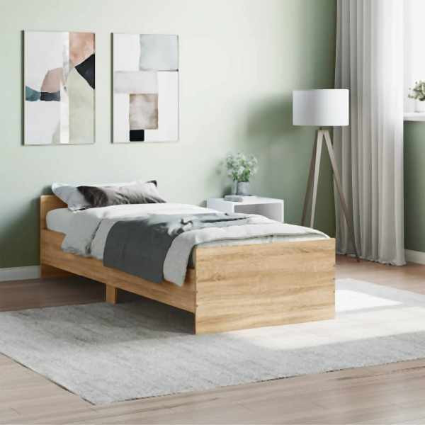 vidaXL Bettgestell Sonoma-Eiche 75x190 cm Holzwerkstoff, 835948